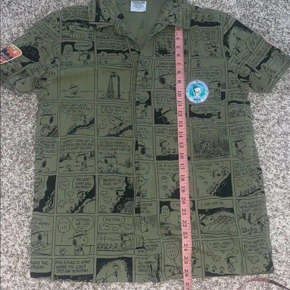 Peanuts Olive Comic Print Men's Shirt size small beagle scout - Picture 8 of 13